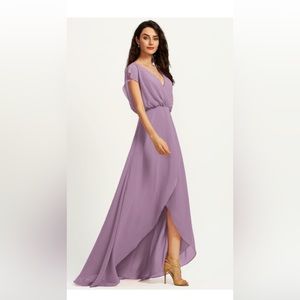 A line, V neck, Asymmetrical cocktail dress
